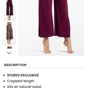 Burgundy Cropped Wide-Leg Pants